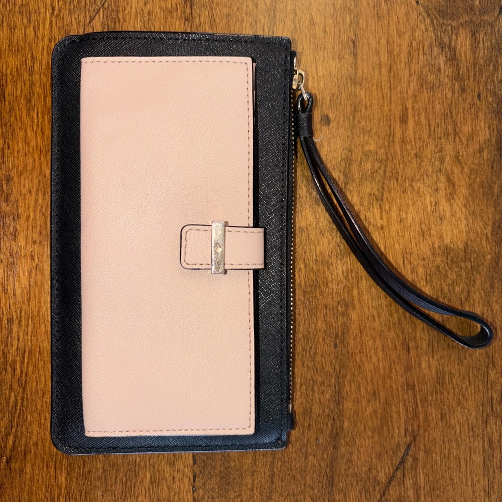 kate spade Pink and Black Zip Wristlet Wallet